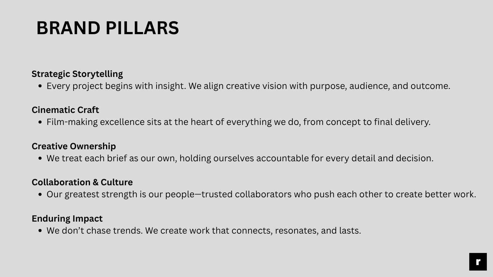 Brand pillars