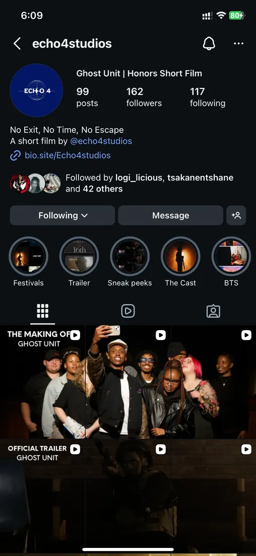 Echo 4 Studios Instagram profile