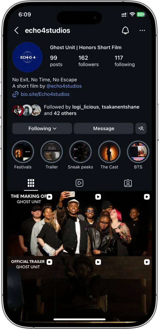 Echo 4 Studios Instagram profile