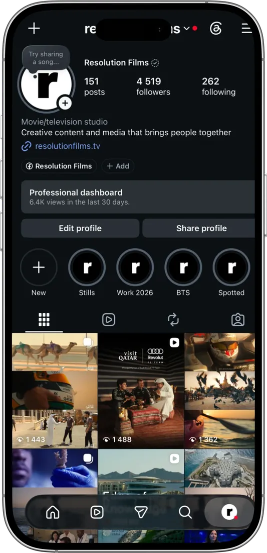 Resolution Films Instagram profile